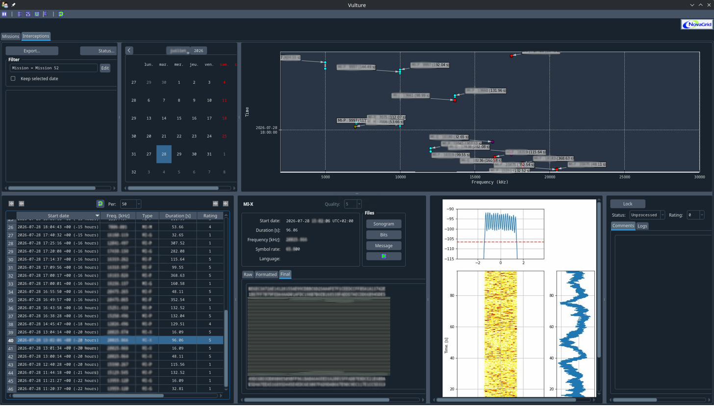 Vulture — interception browser with sonogram and decoded output
